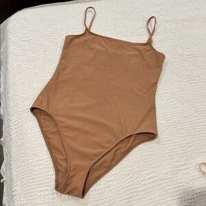 Nu Swim Straight one piece swimsuit Women’s Size Large Tan Brown